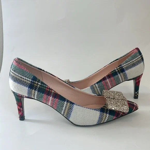 J.CREW | Colette pumps in Snowy Stewart Tartan with Glitter Bow | Size 8 - Picture 3 of 5